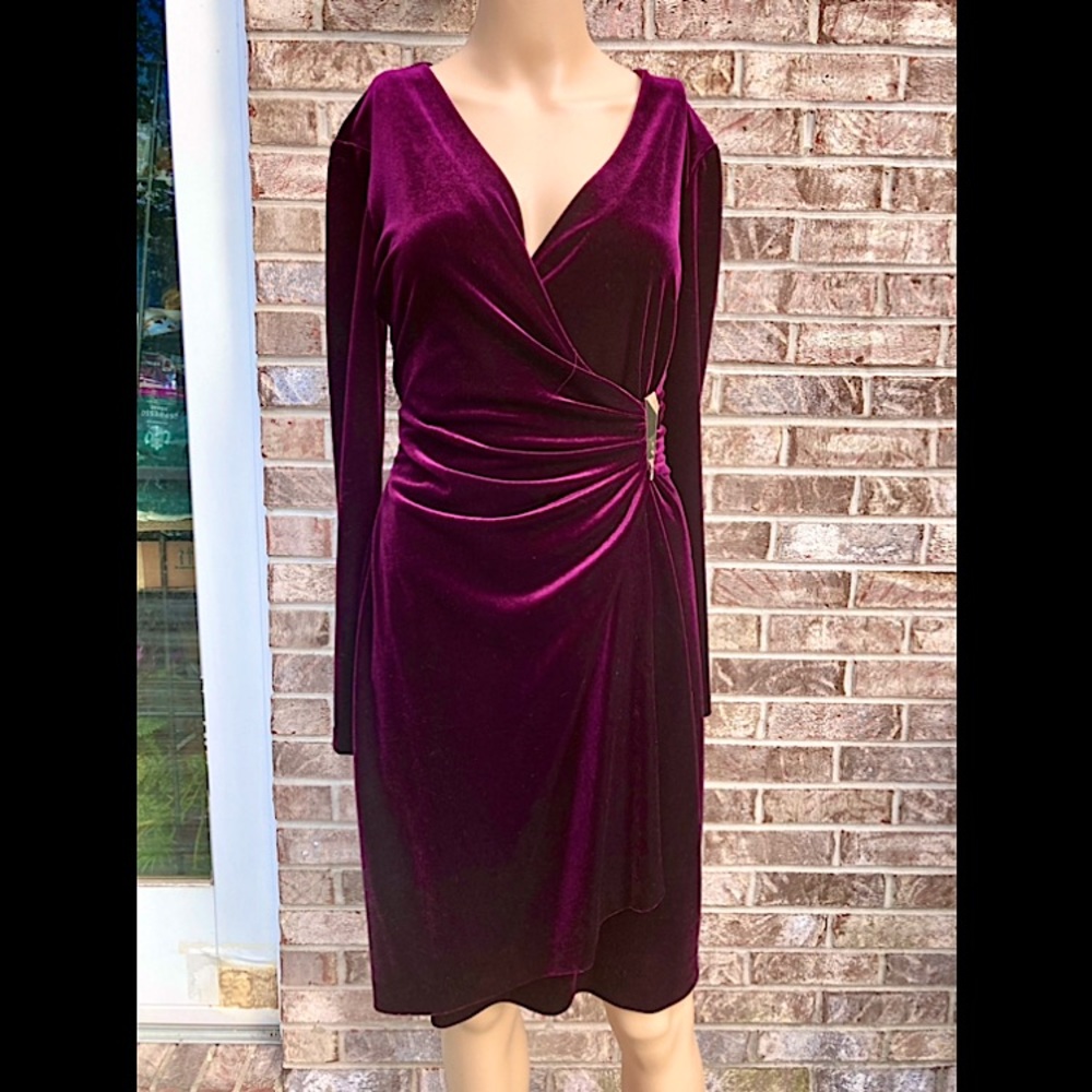 Y2K Burgundy Mahogany Maroon Stretchy Velvet Sexy Goth Calvin Klein Dress